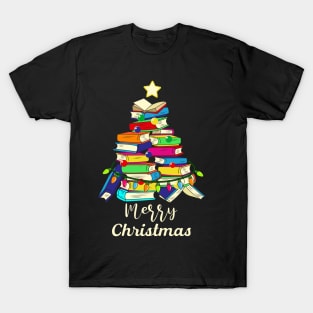 Cute christmas library tree gift librarian and book T-Shirt